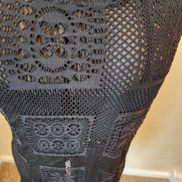 J. Valdi Black Mesh Cover Up Dress Size Large With Tags - Picture 7 of 14